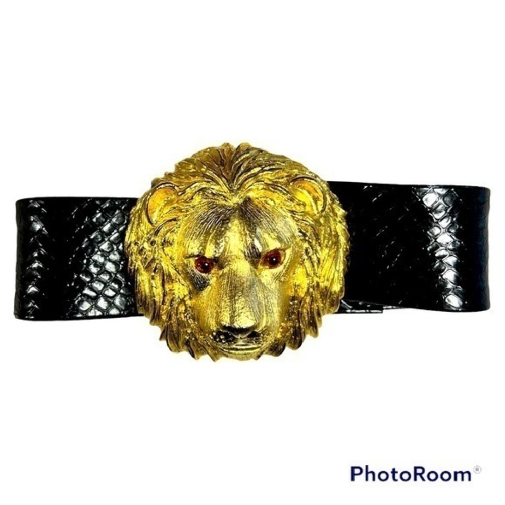 VINTAGE MIMI DI N MASSIVE ANIMALIER STYLE SCULPTURAL DIMENSIONAL LION HEAD BELT